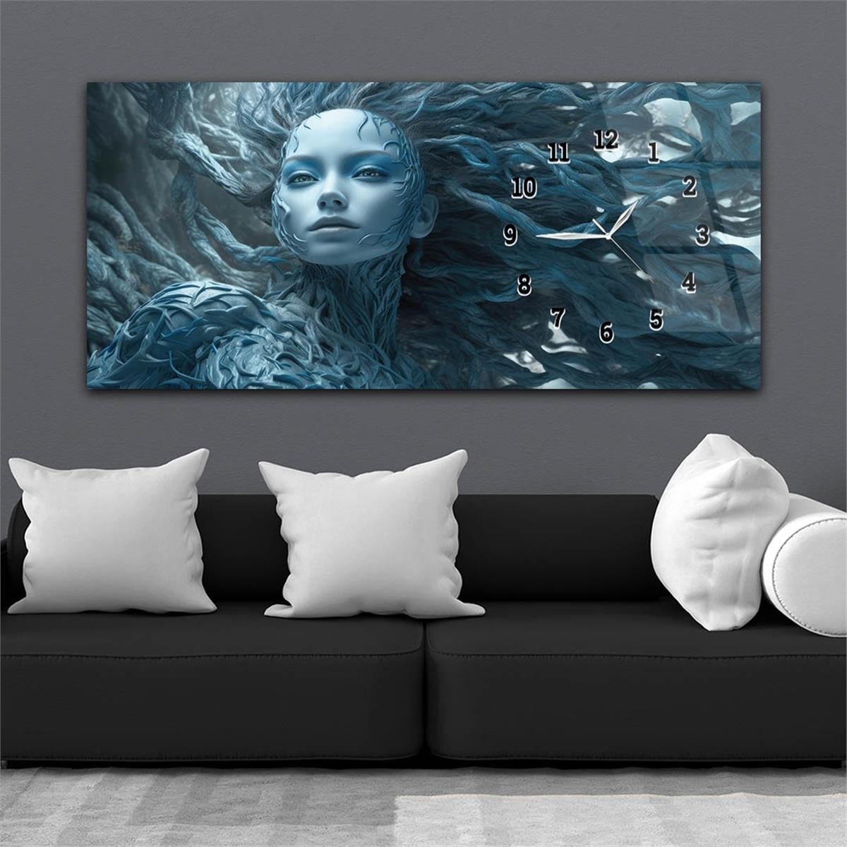 Side-Clock, Art And Nature-Themed Horizontal Glass Wall Painting 230