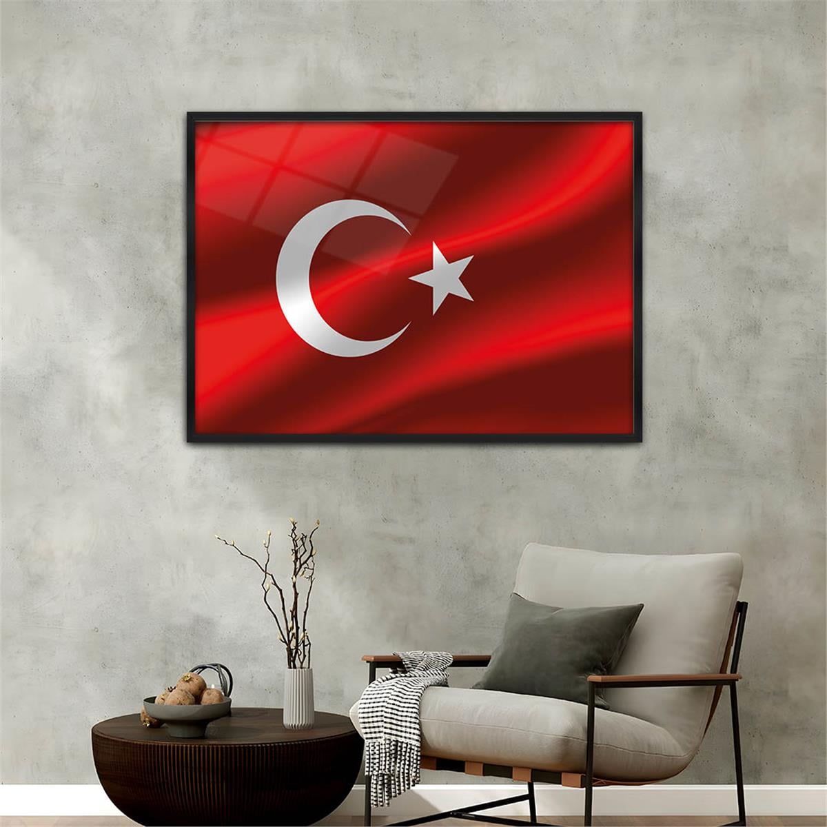 Alüminyum Çerçeveli Vatan Temalı Cam Tablo 060