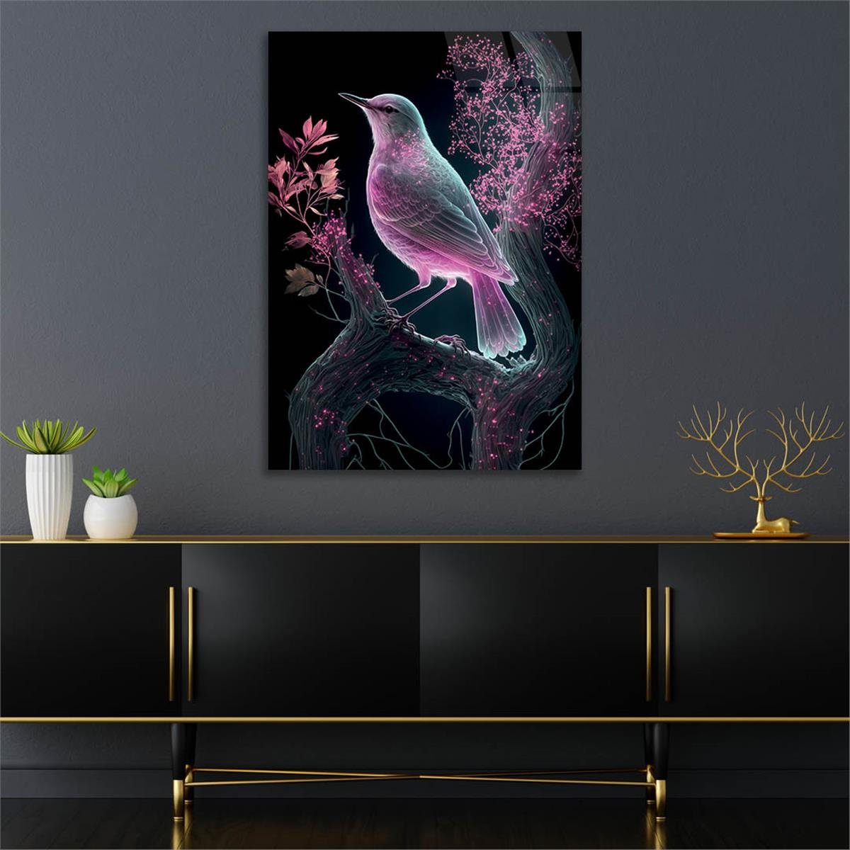Vertical Tempered Glasss Wall Arts Natured-Themed216