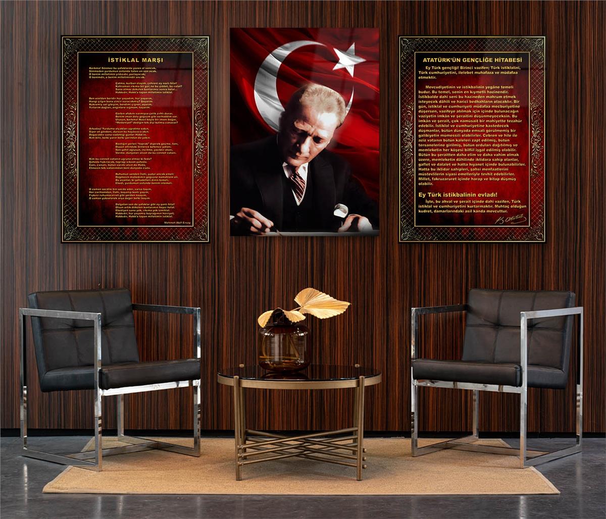  3'lü Set VatanTemalı Cam Tablo 19