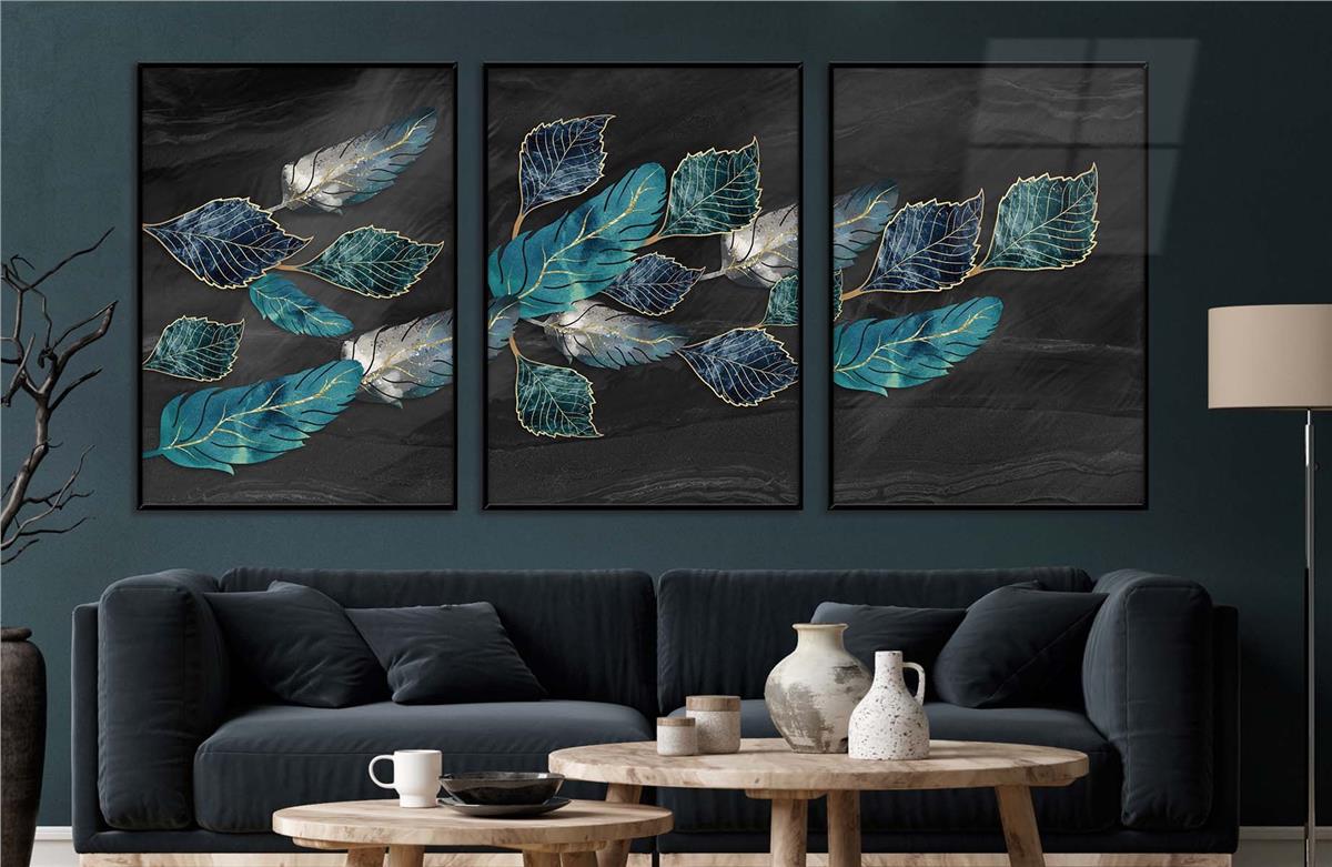 Alüminyum Çerçeveli Sanat Temalı 3'lü Set MDF Tablo 0037