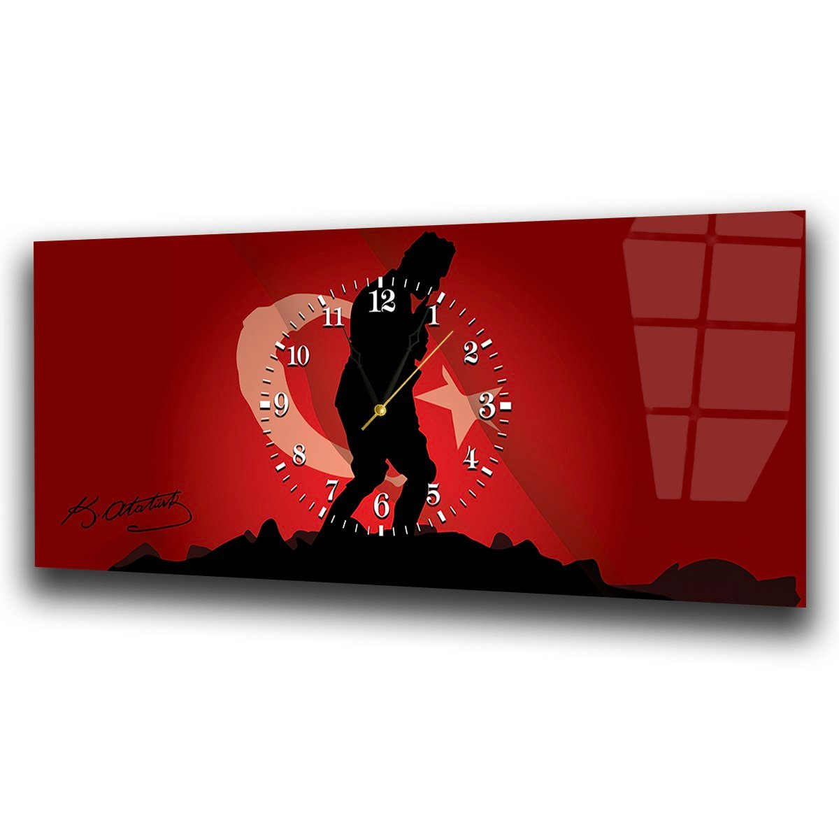 Middle-Clock, Homeland-Themed Horizontal Glass Wall Painting 049