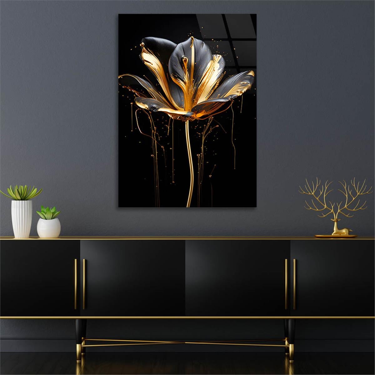 Dikey Sanat Temalı Cam Tablo 592