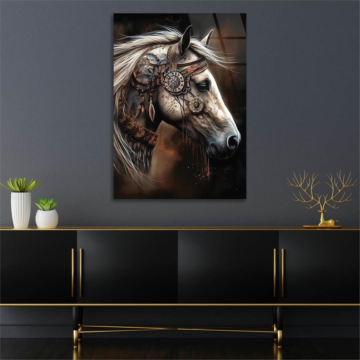 Dikey Sanat Temalı Cam Tablo 378