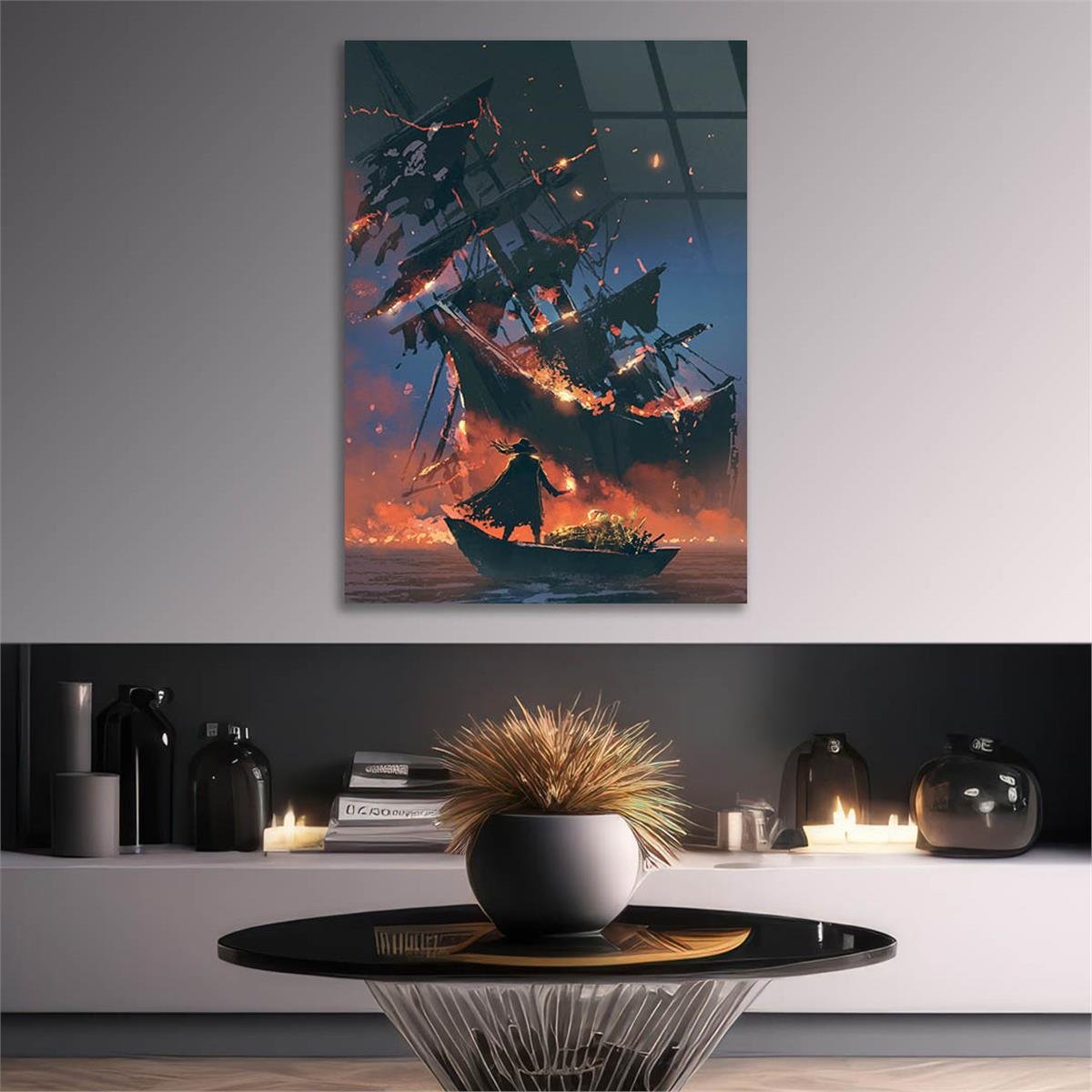 Vertical Tempered Glasss Wall Arts Natured-Themed222
