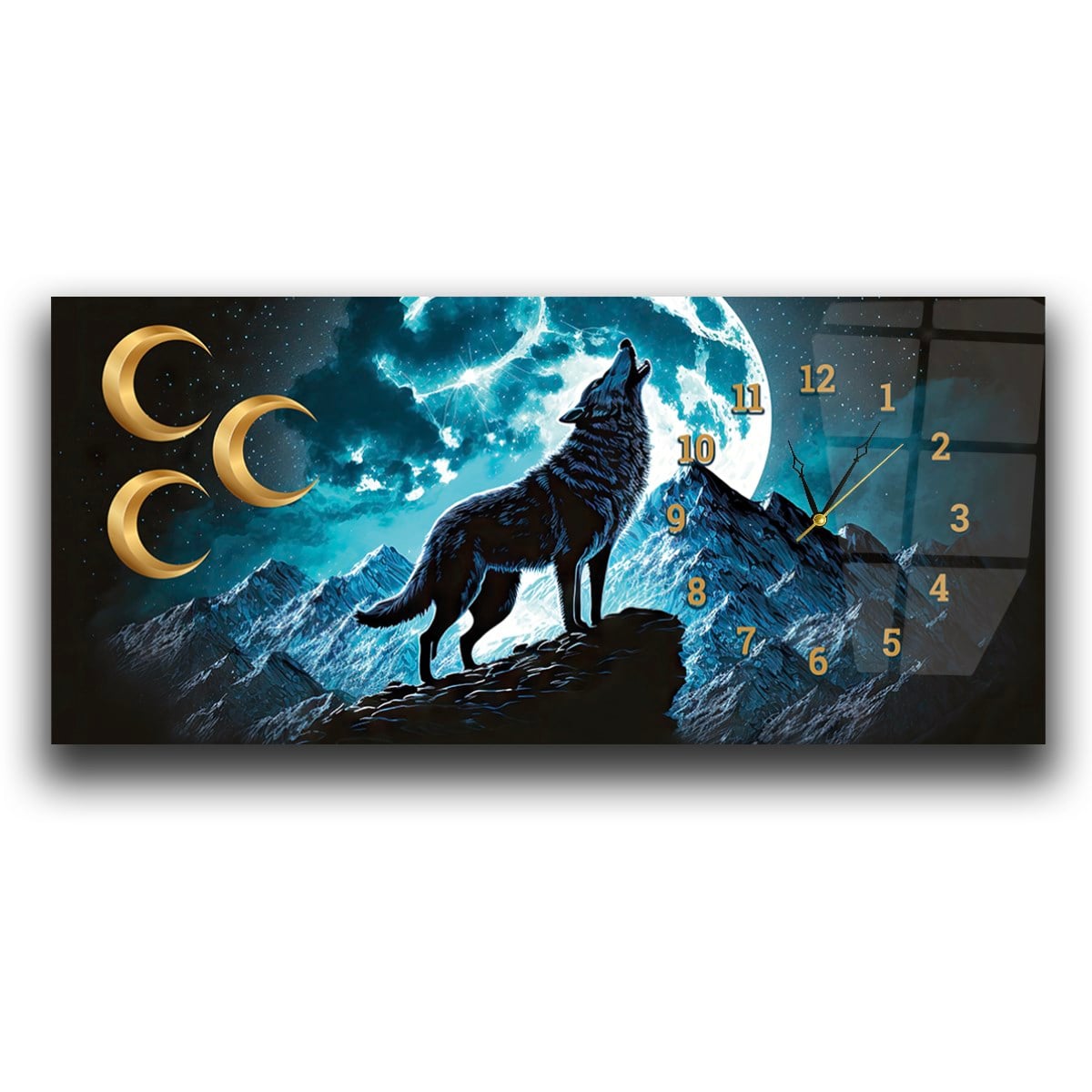 Side-Clock, Homeland-Themed Horizontal Glass Wall Painting 018