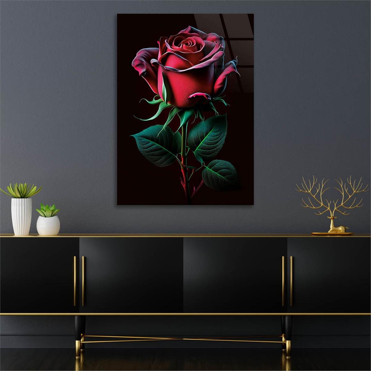 Vertical Tempered Glasss Wall Arts Natured-Themed157