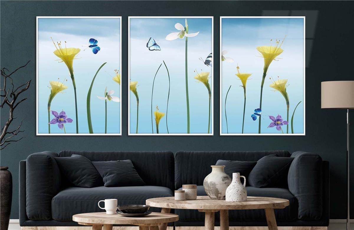 Alüminyum Çerçeveli Sanat Temalı 3'lü Set CAM Tablo 0068