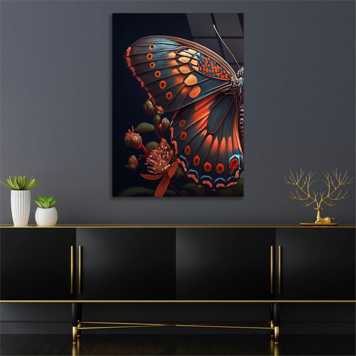 Dikey Sanat Temalı Cam Tablo 369