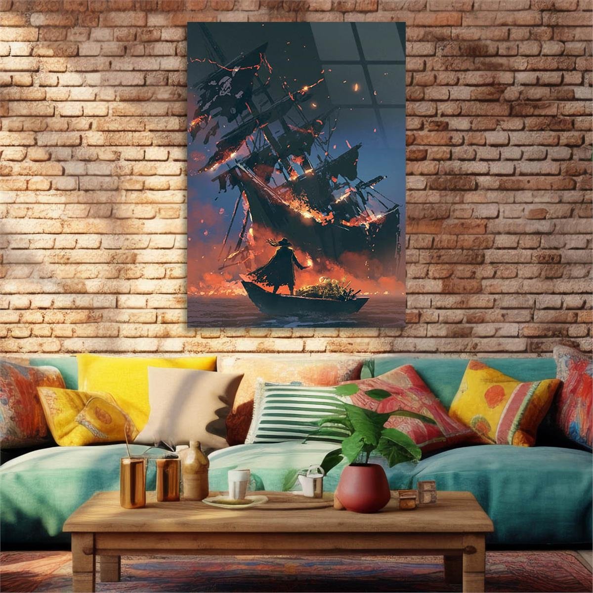 Vertical Tempered Glasss Wall Arts Natured-Themed222