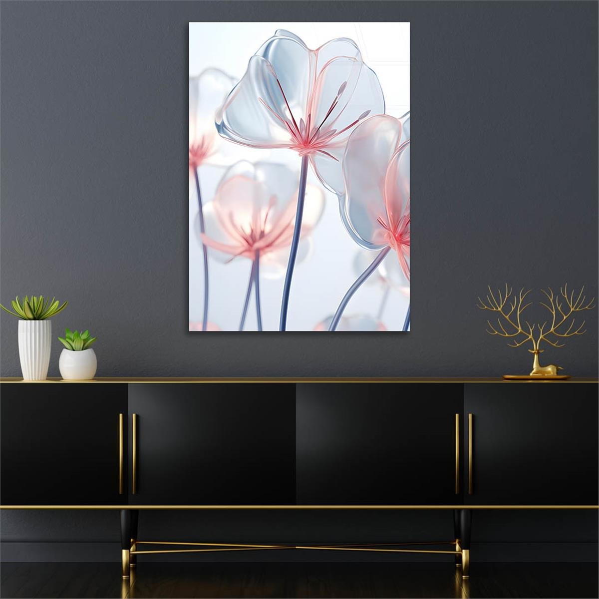 Dikey Sanat Temalı Cam Tablo 355
