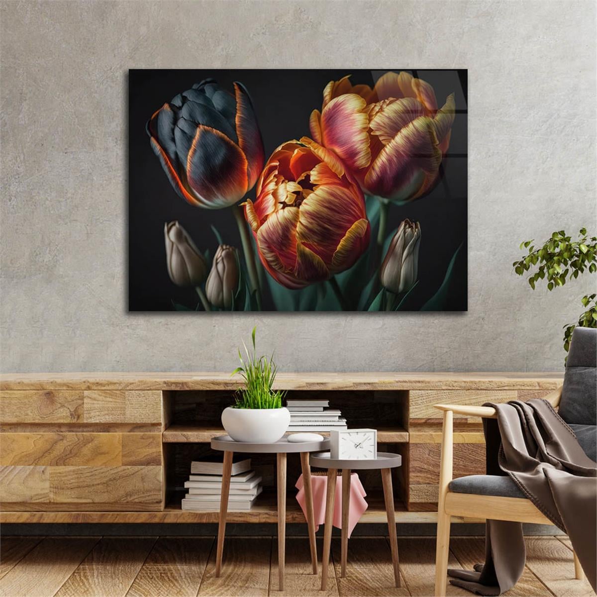 Horizontal Natured-Themed Tempered Glass Wall Art 304