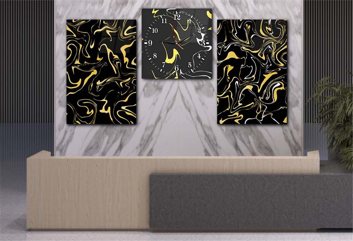 Tempered Glasss Wall Arts Art-Themed Set with Clock