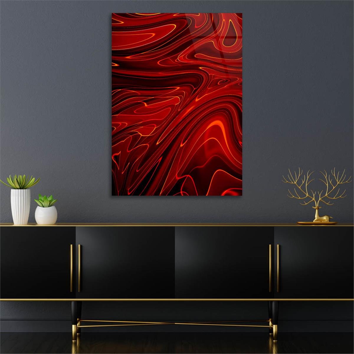 Dikey Sanat Temalı Cam Tablo 502