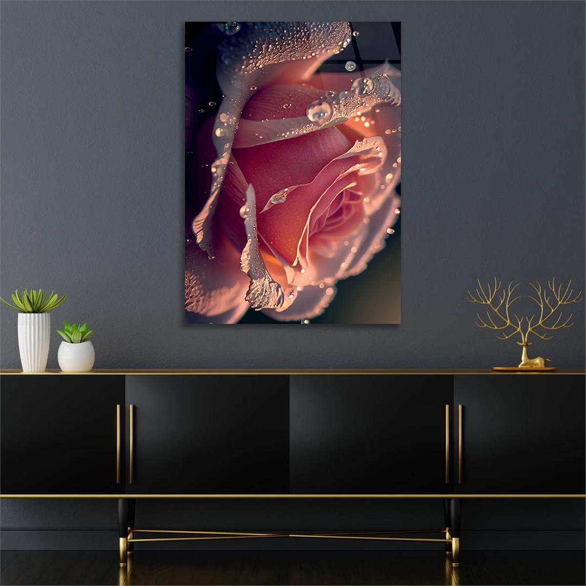 Vertical Tempered Glasss Wall Arts Natured-Themed206