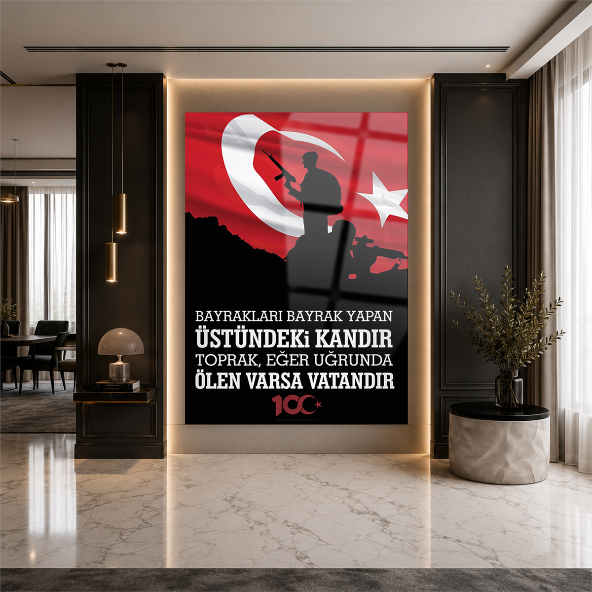 Dikey VatanTemalı Cam Tablo 162