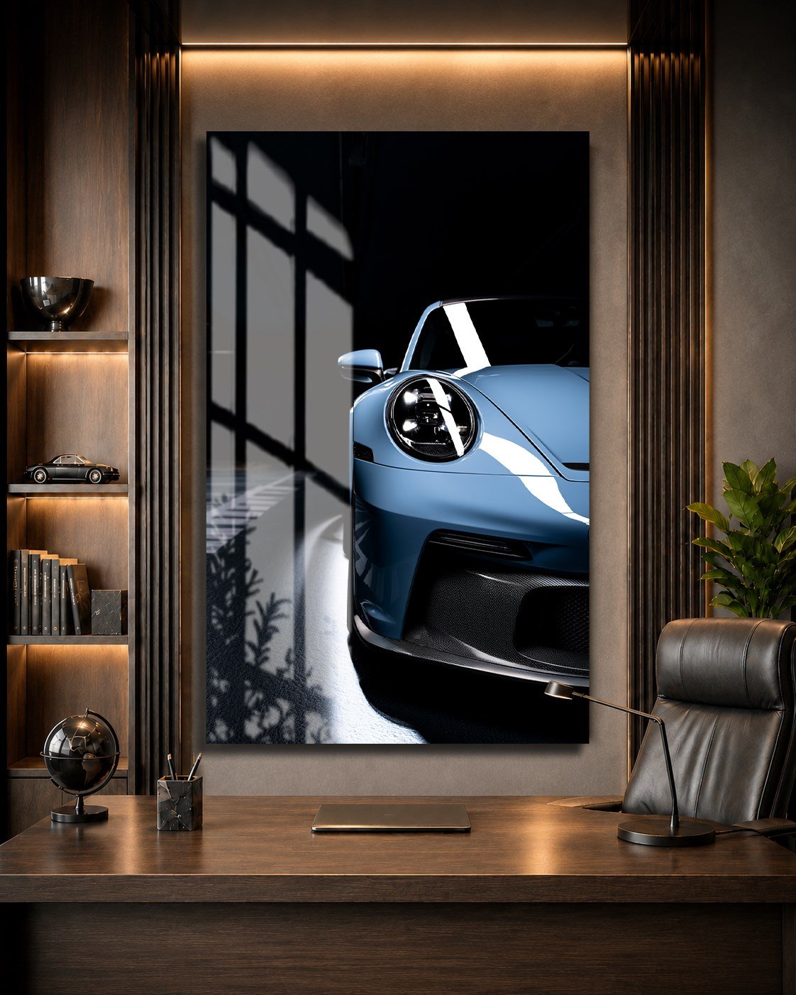 Mavi Porsche 911 Detay Cam Tablo