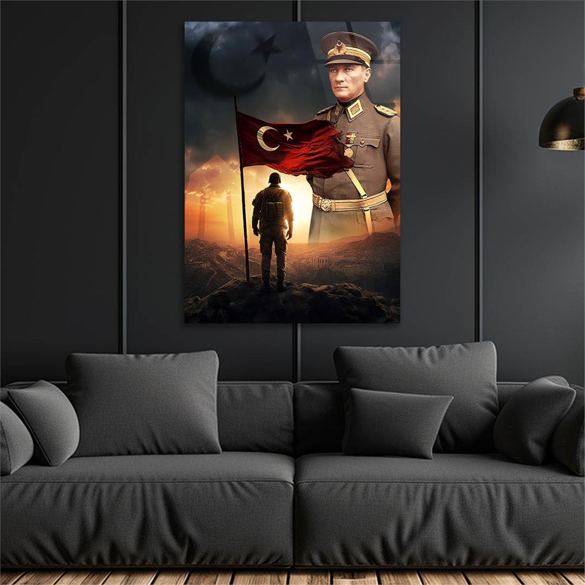 Dikey VatanTemalı Cam Tablo 181