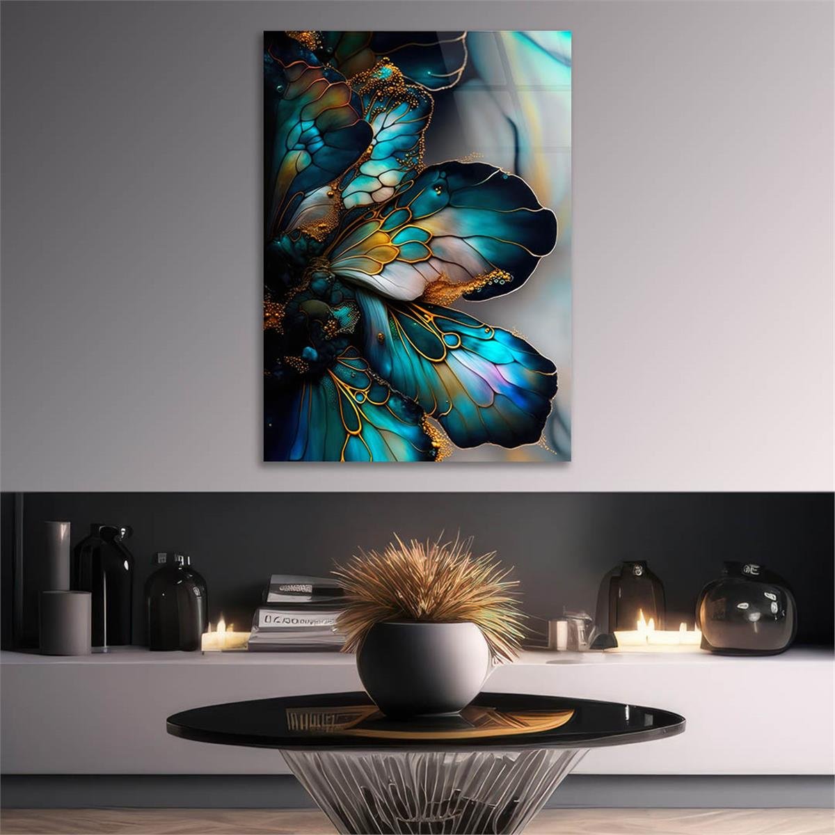 Dikey Sanat Temalı Cam Tablo 372