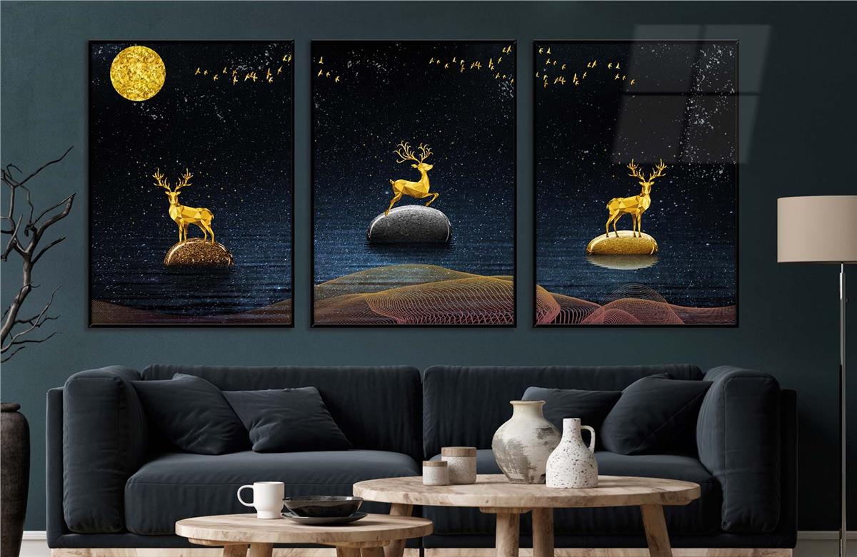 Alüminyum Çerçeveli Sanat Temalı 3'lü Set CAM Tablo 0065