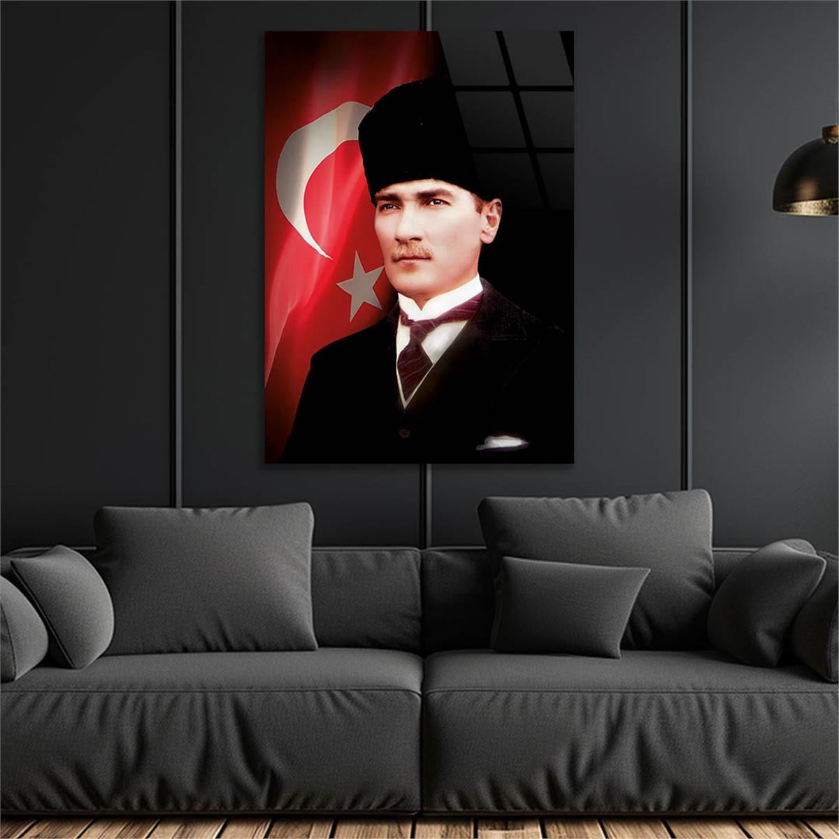 Mustafa Kemal Atatürk and Turkish Flag Glass Wall Art