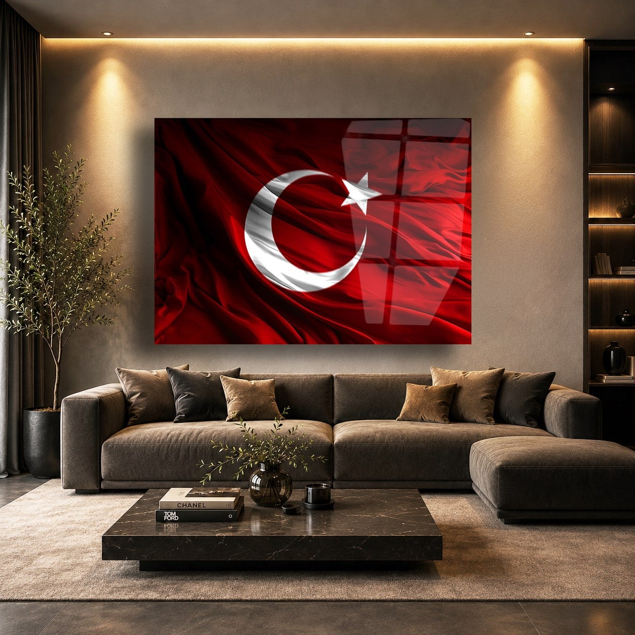 Yatay VatanTemalı Cam Tablo 108