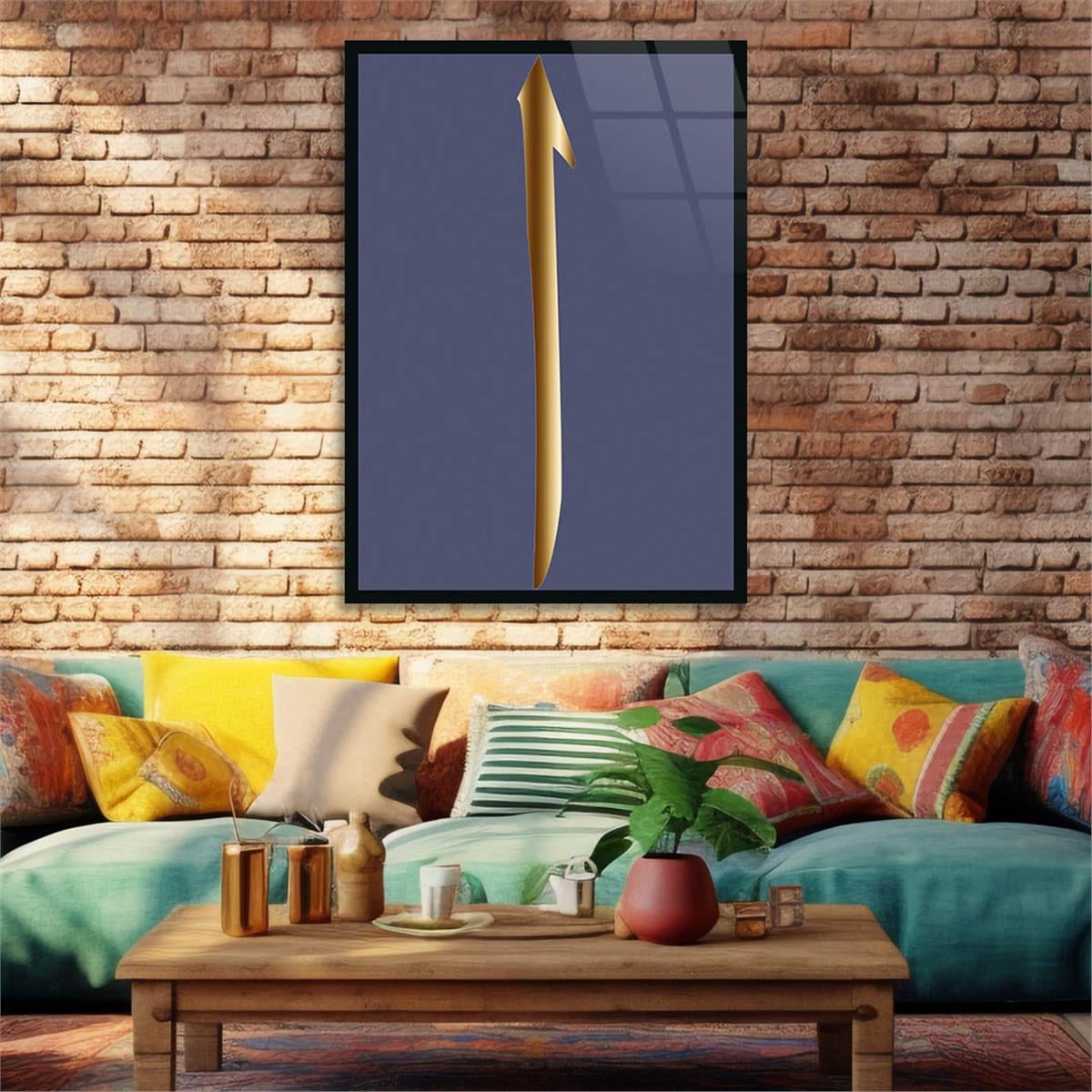 Alif Glass Islamic Wall Art , Elif  Letter Tempered Glass Wall Art