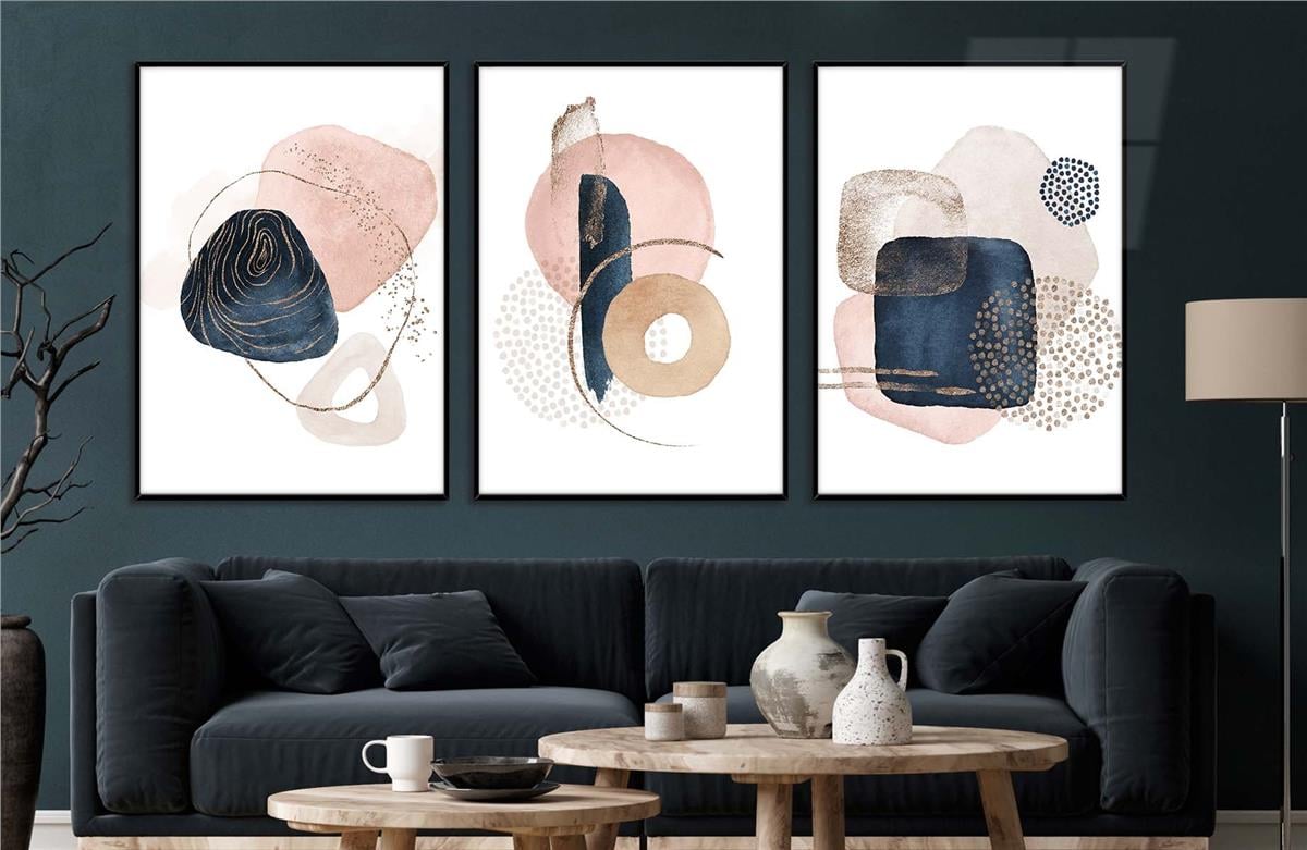 Alüminyum Çerçeveli Sanat Temalı 3'lü Set CAM Tablo 0082