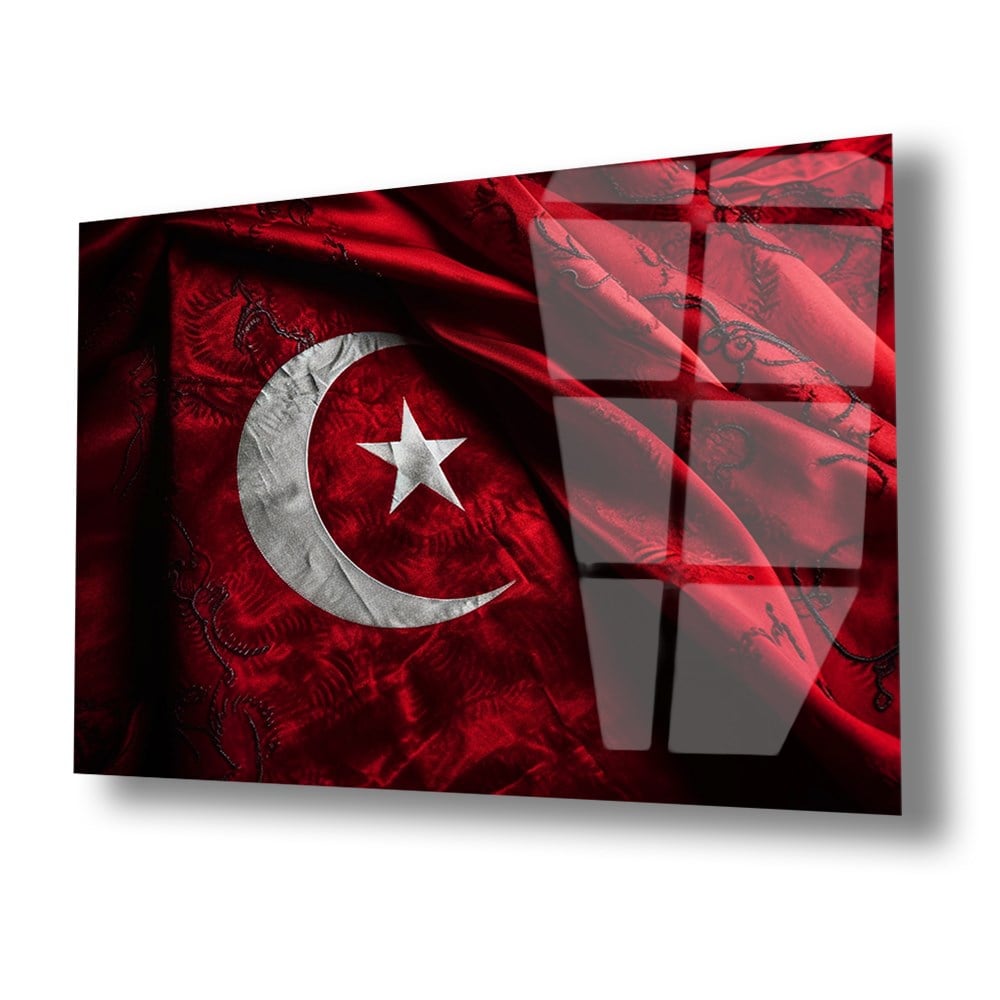 Yatay VatanTemalı Cam Tablo 128
