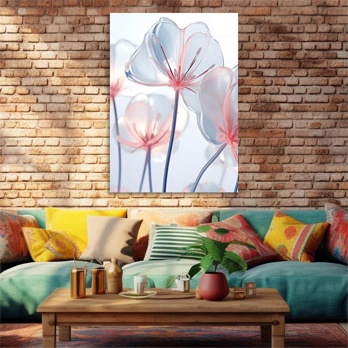 Dikey Sanat Temalı Cam Tablo 355