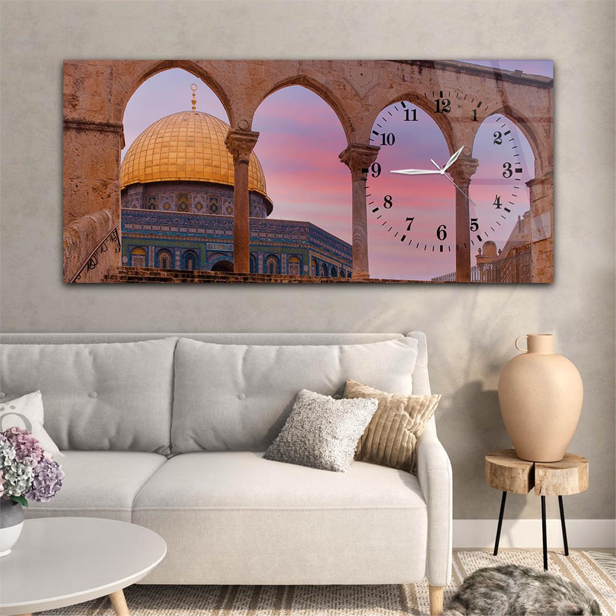 Side-Clock, Religious-Themed Horizontal Glass Wall Painting 032