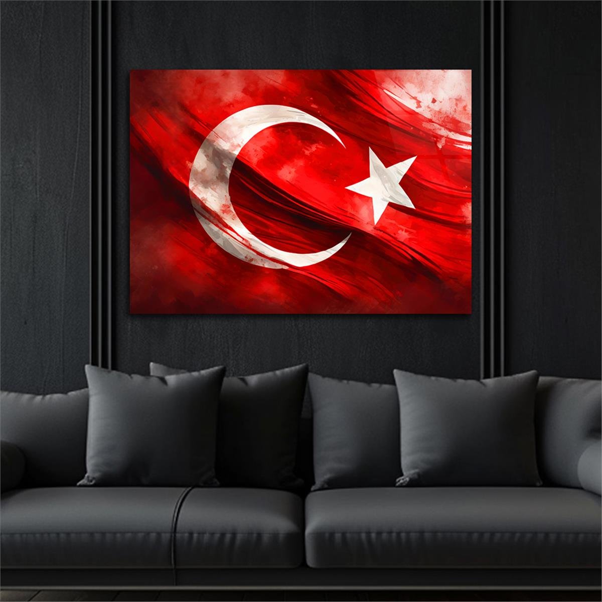 Yatay VatanTemalı Cam Tablo 126