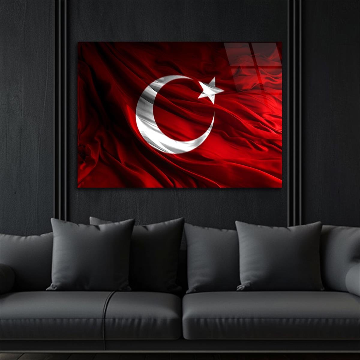Yatay VatanTemalı Cam Tablo 108