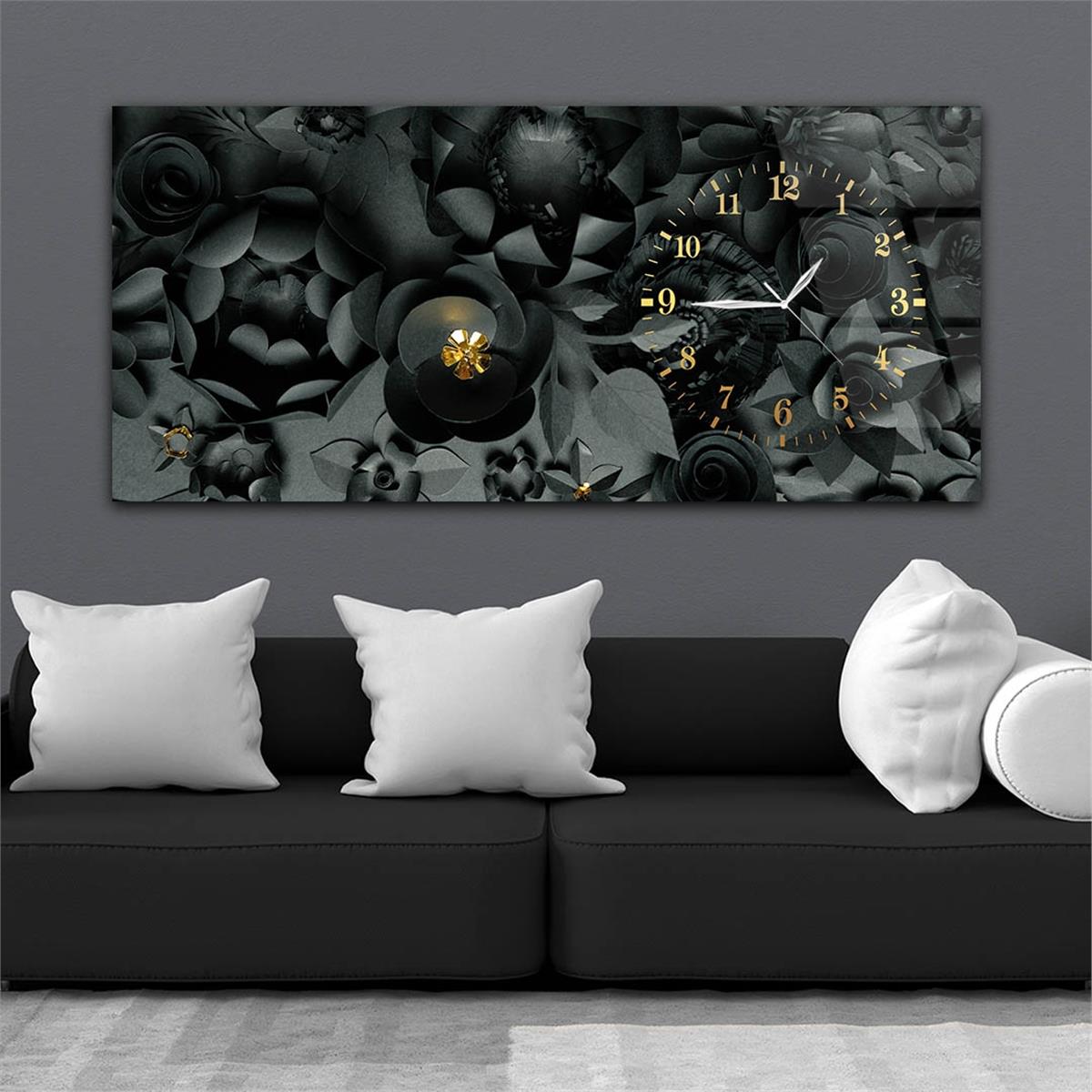Side-Clock, Art And Nature-Themed Horizontal Glass Wall Painting 038