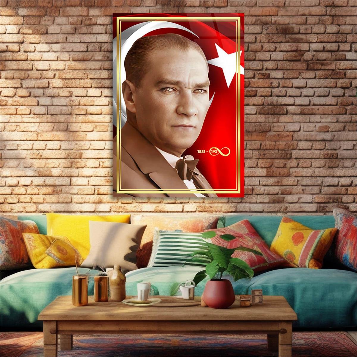Dikey VatanTemalı Cam Tablo 256
