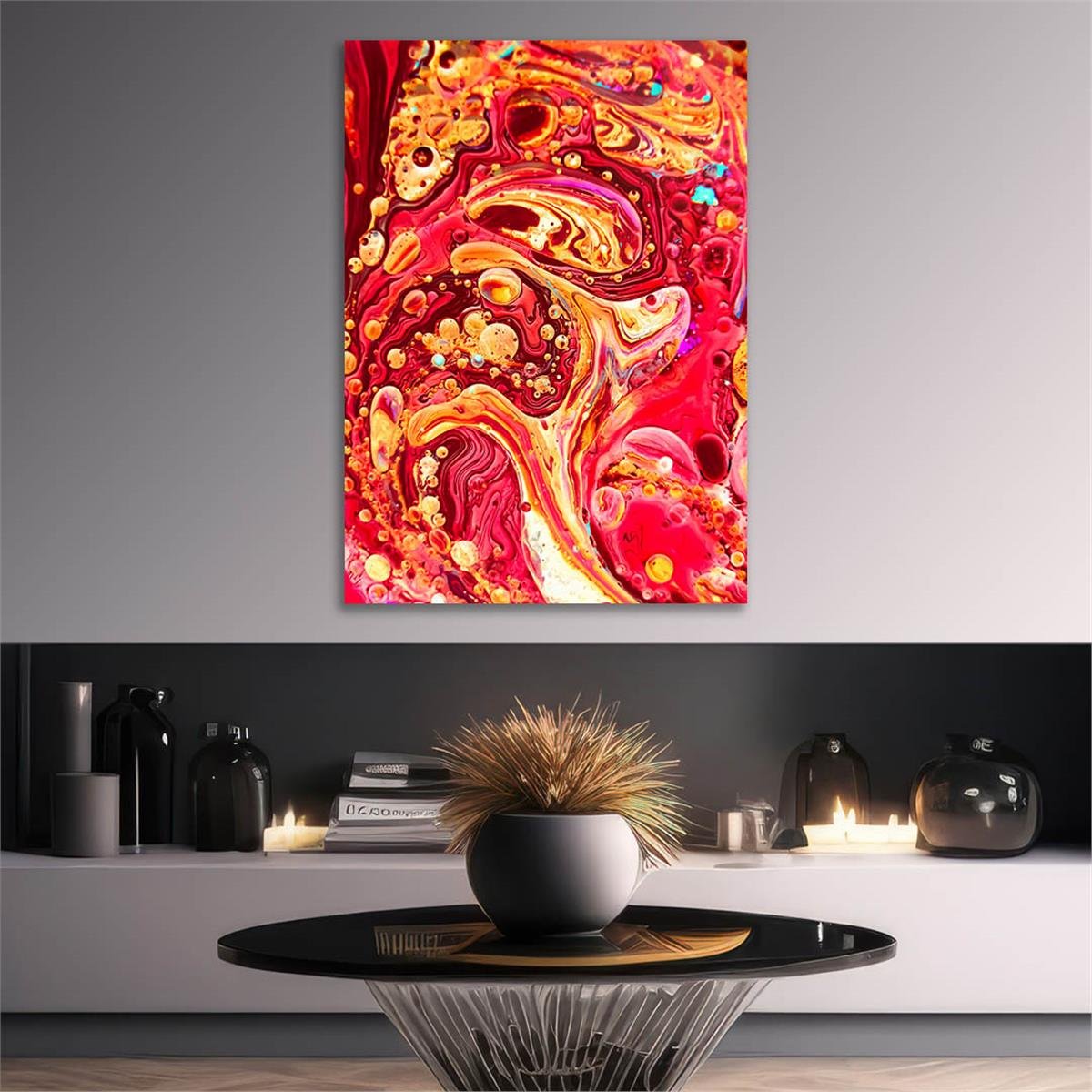 Dikey Sanat Temalı Cam Tablo 465