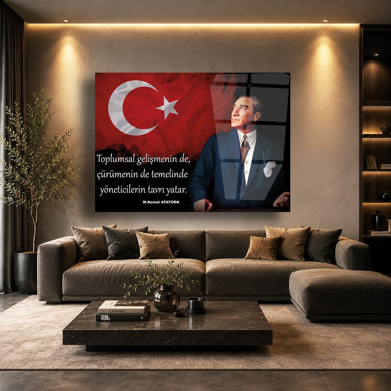 Yatay VatanTemalı Cam Tablo 106