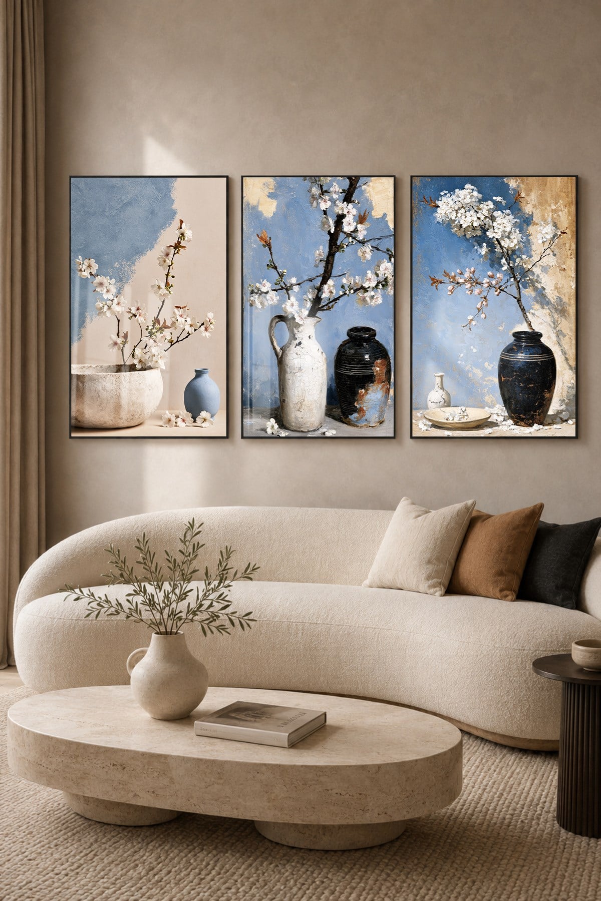Alüminyum Çerçeveli Sanat Temalı 3'lü Set CAM Tablo 0012