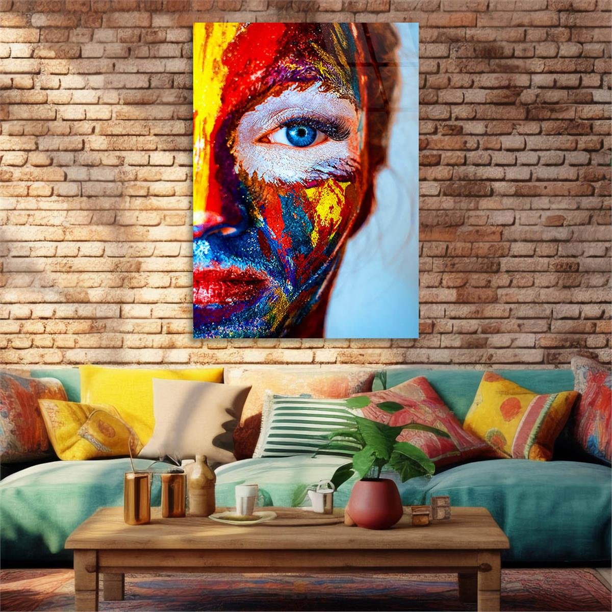 Dikey Sanat Temalı Cam Tablo 506