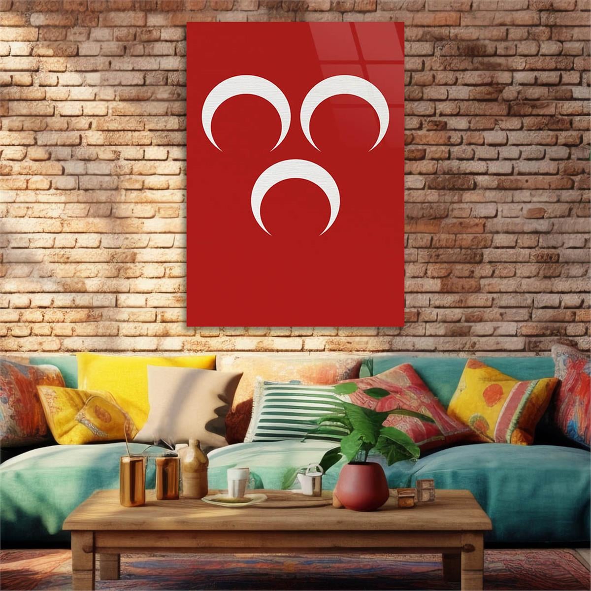 Three Crescent Glass Wall Art