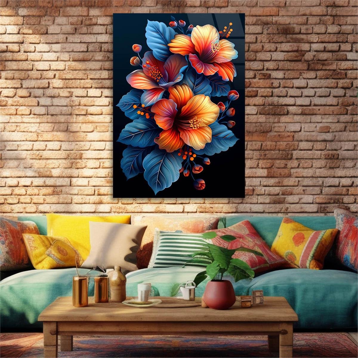Dikey Sanat Temalı Cam Tablo 453