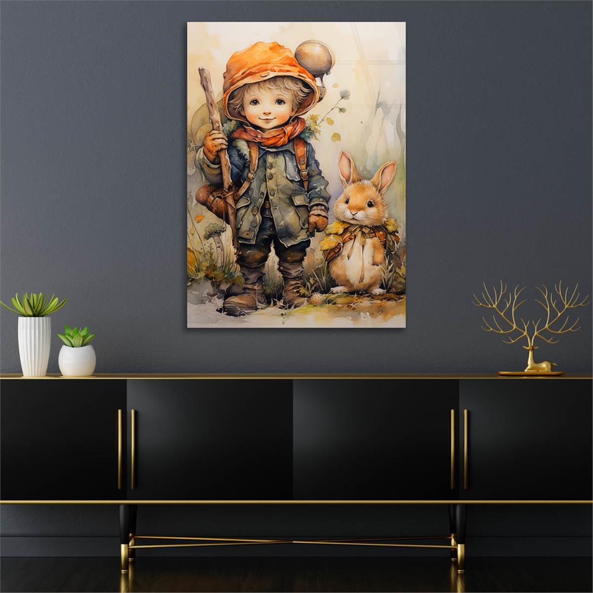 Dikey Sanat Temalı Cam Tablo 528