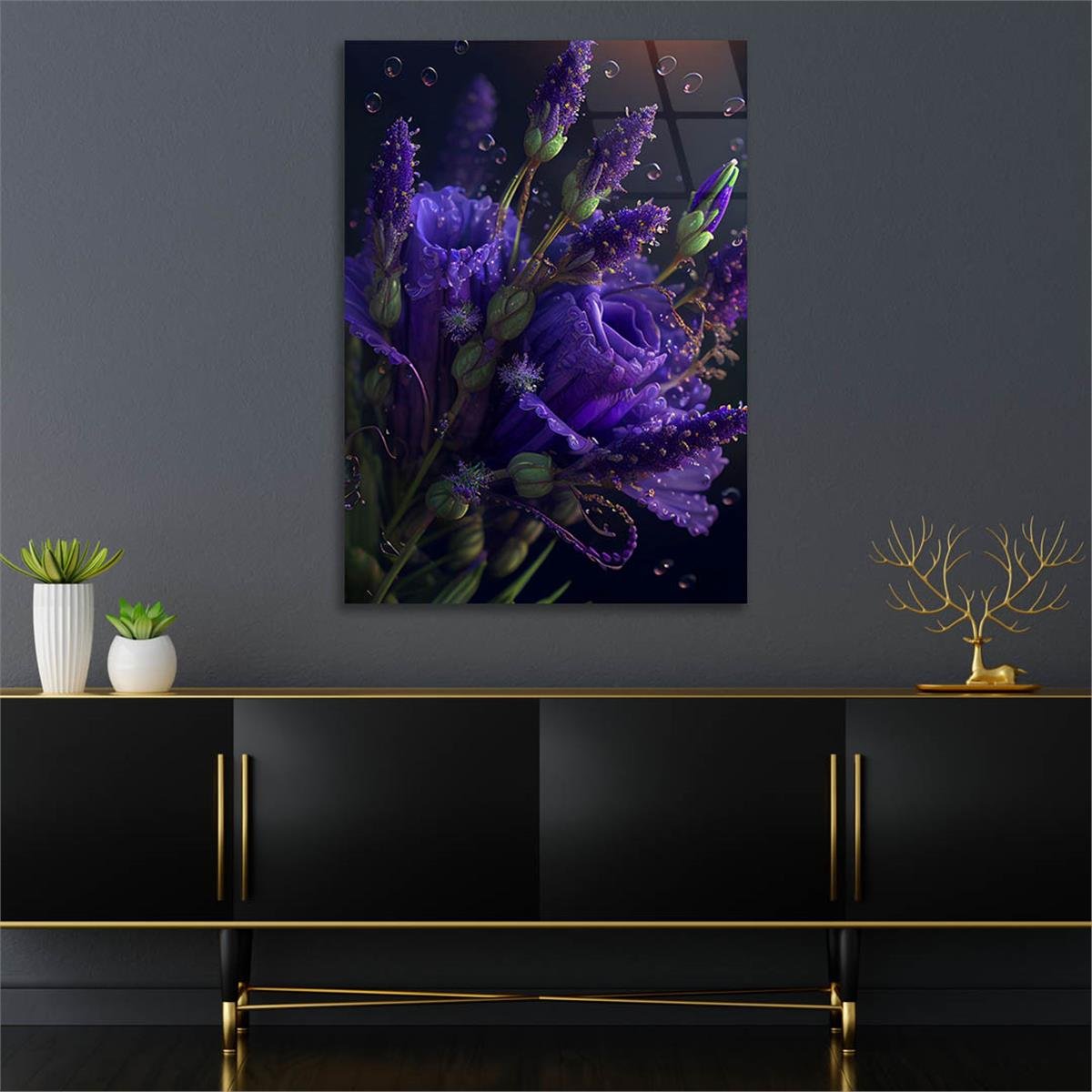 Dikey Sanat Temalı Cam Tablo 424