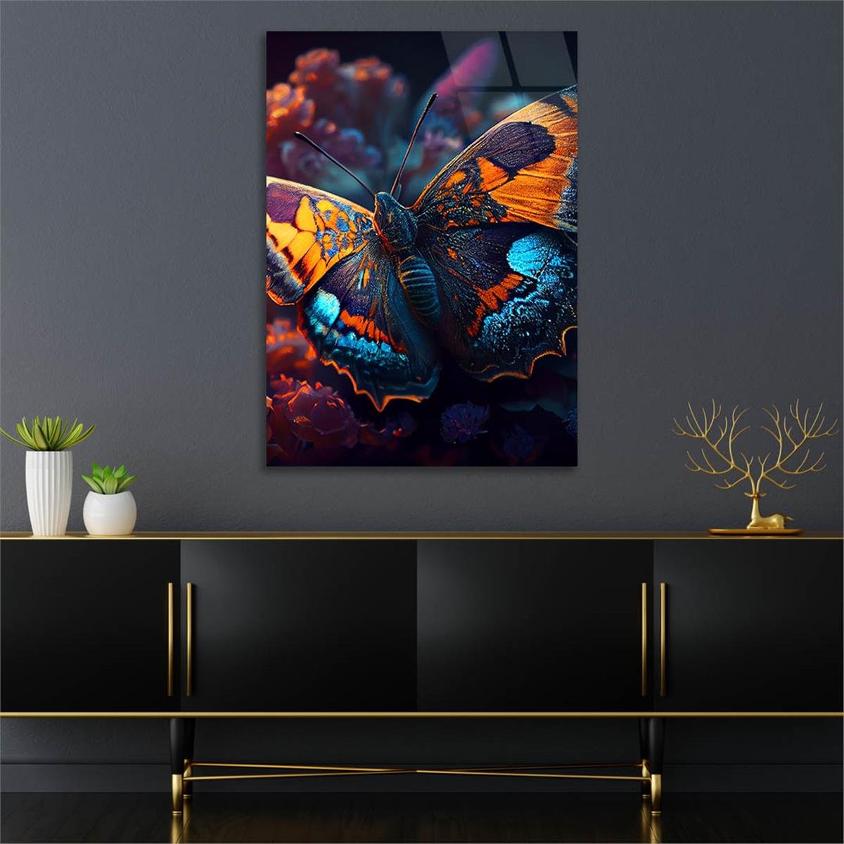 Dikey Sanat Temalı Cam Tablo 427