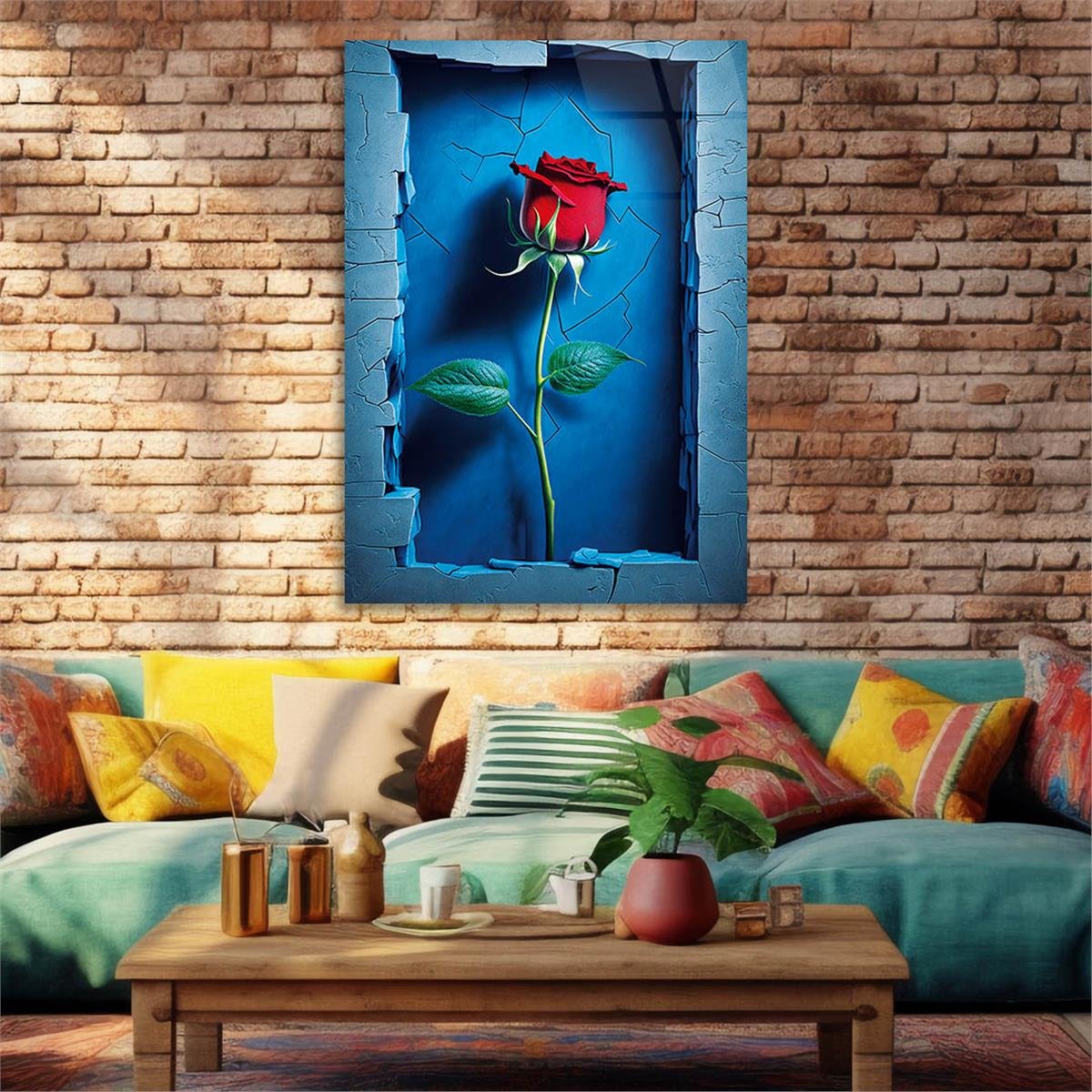 Vertical Tempered Glasss Wall Arts Natured-Themed158