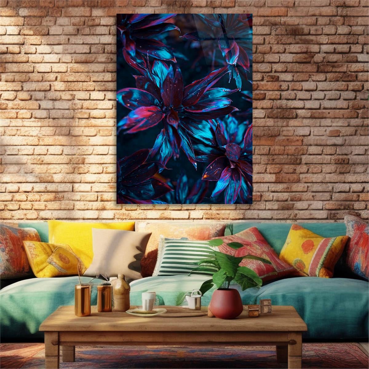 Dikey Sanat Temalı Cam Tablo 421