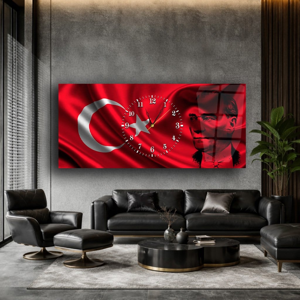 Middle-Clock, Homeland-Themed Horizontal Glass Wall Painting 062