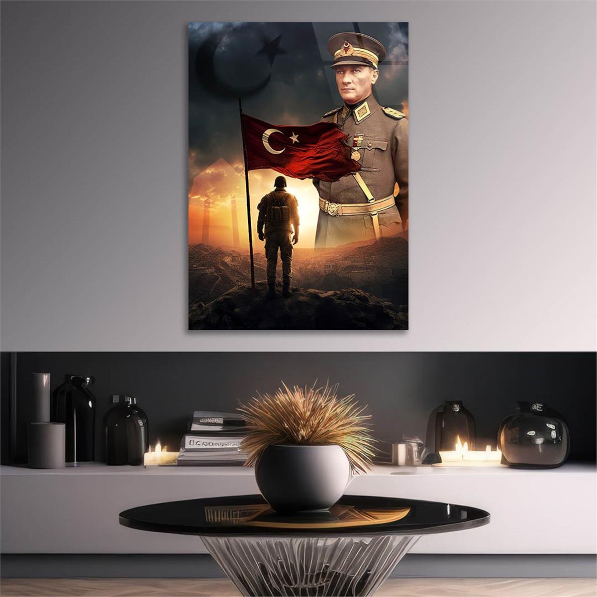 Dikey VatanTemalı Cam Tablo 181