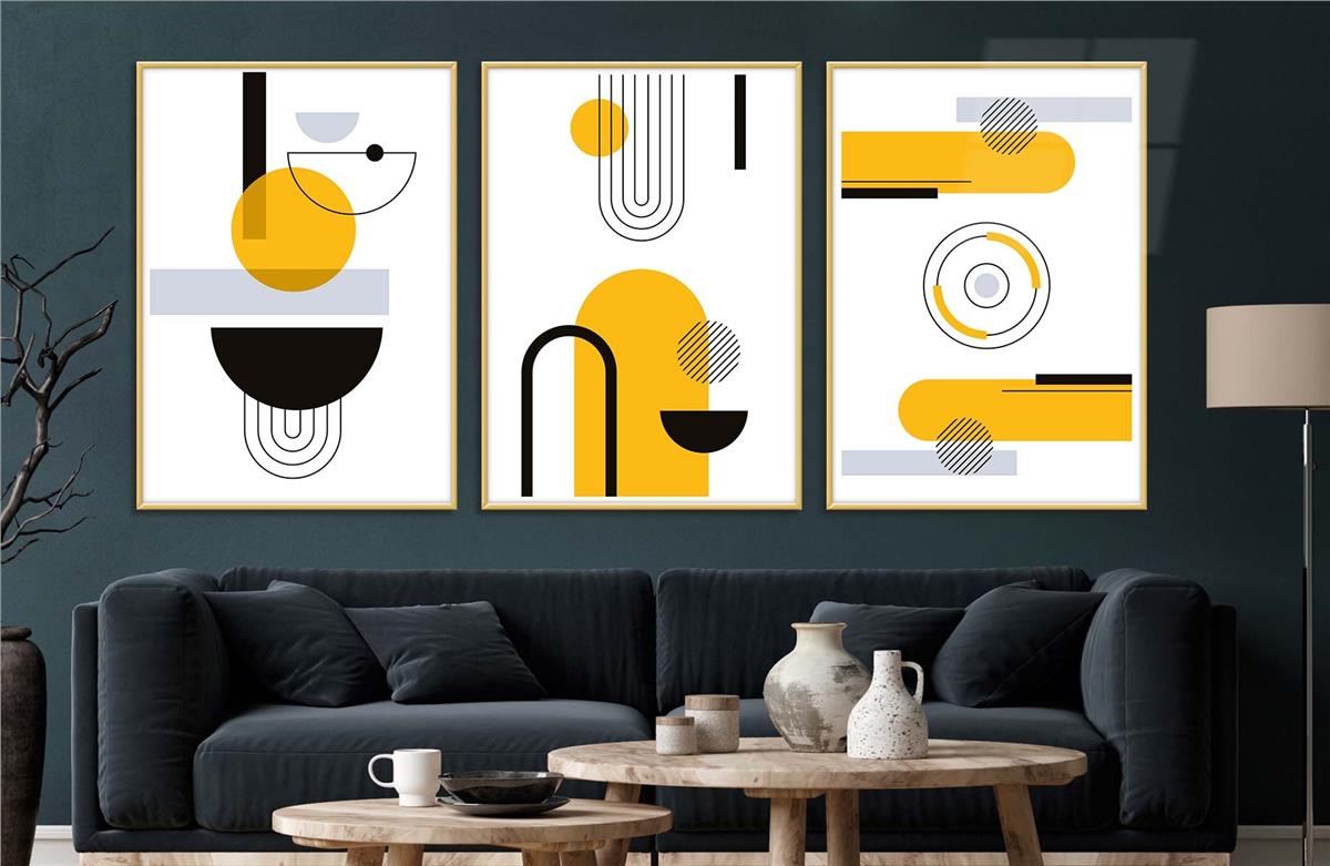 Alüminyum Çerçeveli Sanat Temalı 3'lü Set CAM Tablo 0003