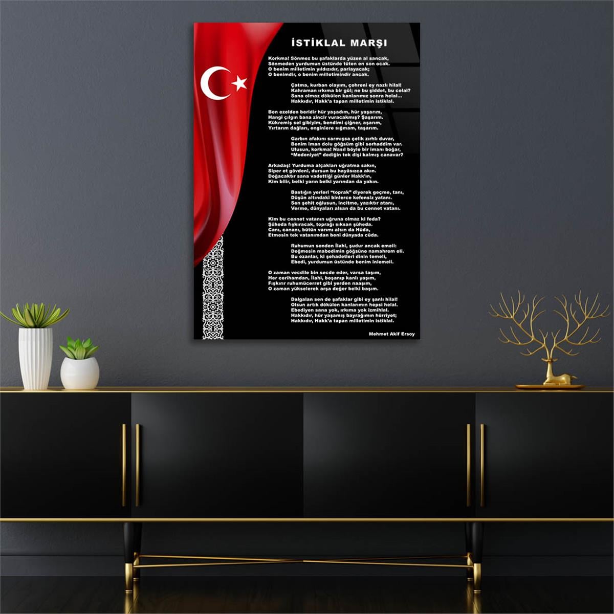 Dikey VatanTemalı Cam Tablo 203